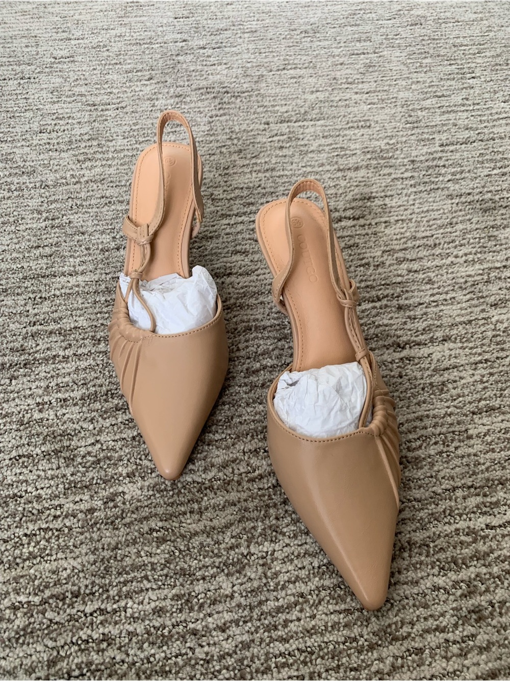 Nude Pointed Slingback Flats